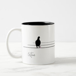 Funny Niedlich Bubblegum Birds on a Wire White Zweifarbige Tasse