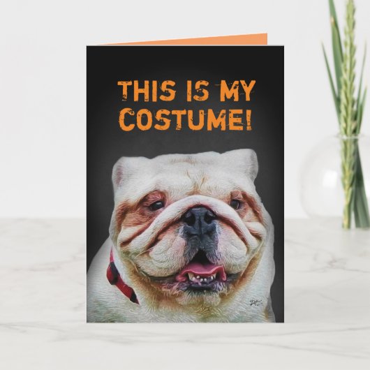 Funny Niedlich Bulldog Halloween Karte (Vorderseite)