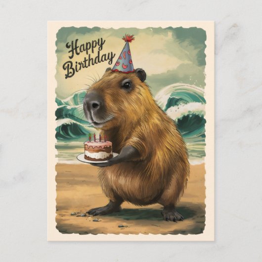 Funny Niedlich Capybara Happy Birthday Postkarte (Vorderseite)