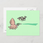 Funny Niedlich Cartoon Lazer Tintenfisch Postkarte (Vorne/Hinten)