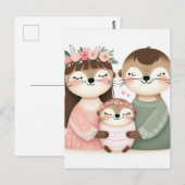 Funny Niedlich Cartoon Otter Family Postkarte (Vorne/Hinten)