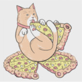 Funny Niedlich Cartoon Pizza Cat Aufkleber (Vorderseite)