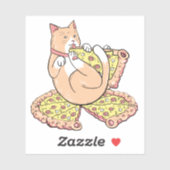 Funny Niedlich Cartoon Pizza Cat Aufkleber (Blatt)