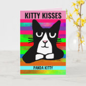 FUNNY NIEDLICH CAT BIRTHDAY PANDA KITTY GREETING KARTE (Gelbe Blume)