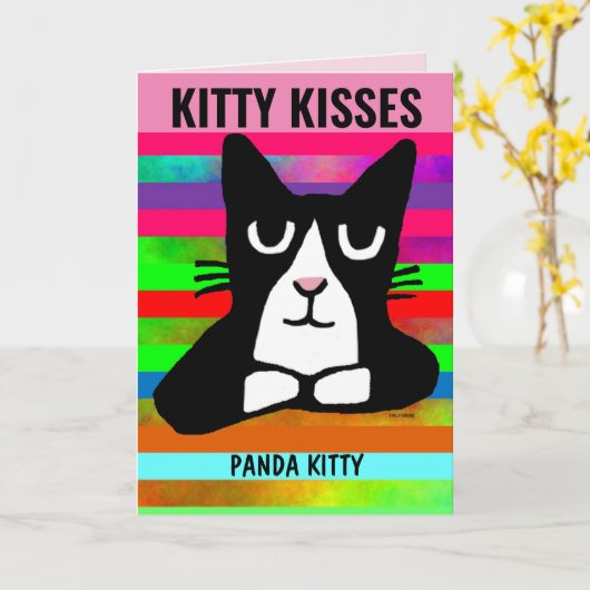 FUNNY NIEDLICH CAT BIRTHDAY PANDA KITTY GREETING KARTE (Gelbe Blume)