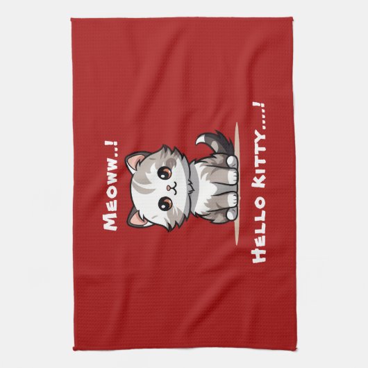 Funny Niedlich Cat Catmas Spaß Geschirrtuch (Vertikal)