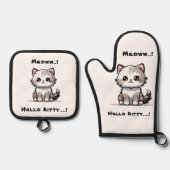 Funny Niedlich Cat Catmas Spaß Ofenhandschuh & Topflappen-Set (Vorderseite)