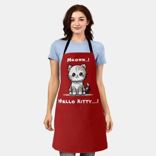 Funny Niedlich Cat Catmas Spaß Schürze (Getragen)