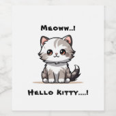 Funny Niedlich Cat Catmas Spaß Weinetikett (Einzelnes Label)