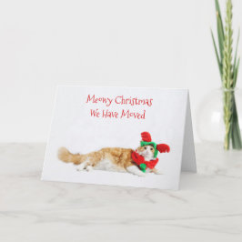 Funny Niedlich Cat Christmas Moving Neue Adresse Ankündigung