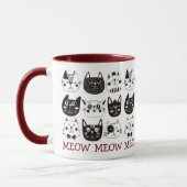 Funny Niedlich Cat Faces Muster Tasse (Links)