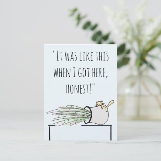 Funny Niedlich Cat klopfen Dinge über Postkarte (Stehend Vorderseite)