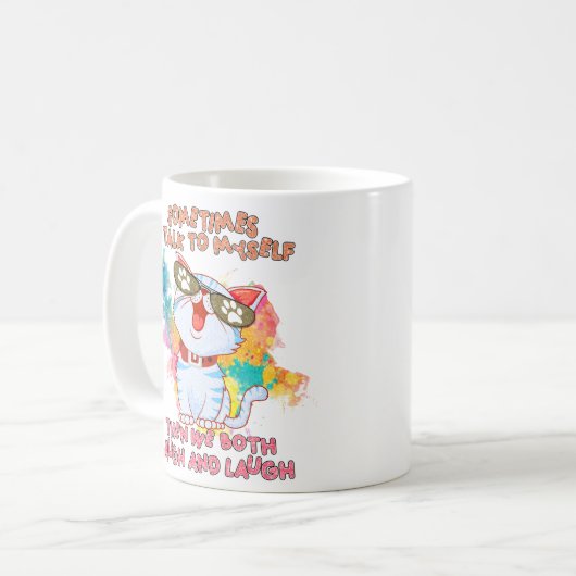 Funny Niedlich Cat | Manchmal spreche ich mit mir Kaffeetasse (Vorderseite Links)