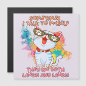 Funny Niedlich Cat | Manchmal spreche ich mit mir  Magnetkarte (Vorne/Hinten)