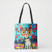 FUNNY NIEDLICH CAT MIT GROSSEN AUGEN ABSTRACT DESI TASCHE (Vorderseite)
