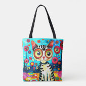 FUNNY NIEDLICH CAT MIT GROSSEN AUGEN ABSTRACT DESI TASCHE (Rückseite)