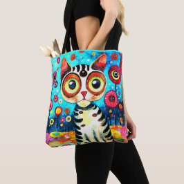 FUNNY NIEDLICH CAT MIT GROSSEN AUGEN ABSTRACT DESI TASCHE