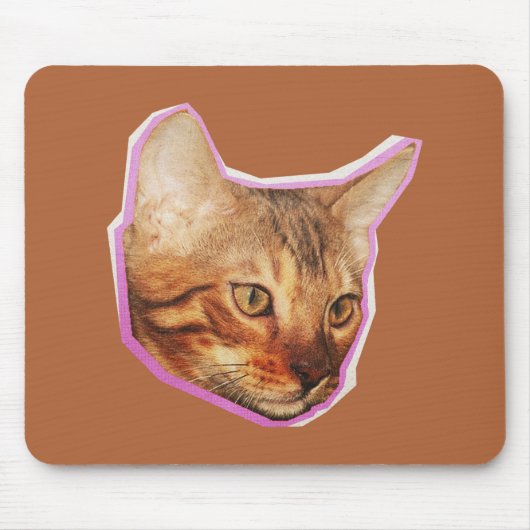 Funny Niedlich Cat Mixed Media Collage Mousepad (Vorne)