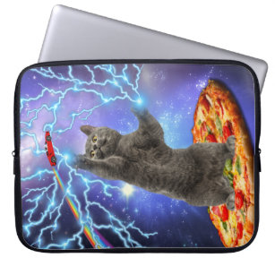 Funny Niedlich Cat Pizza Space Galaxy Laptopschutzhülle