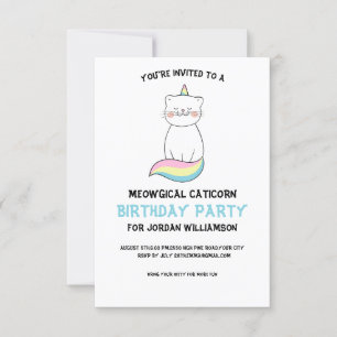 Funny Niedlich Cat Unicorn Geburtstagsparty Einlad Einladung