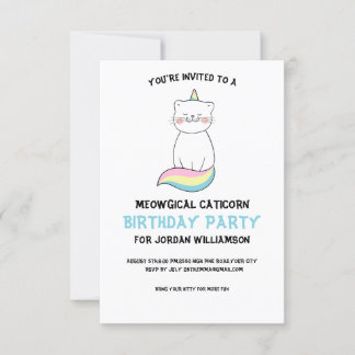 Funny Niedlich Cat Unicorn Geburtstagsparty Einlad Einladung
