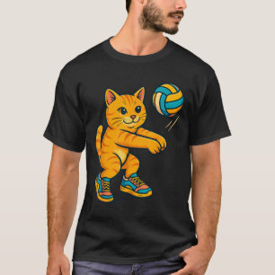 Funny Niedlich Cat Volleyball Player Fan T-Shirt T