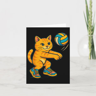 Funny Niedlich Cat Volleyball Player Fan T-Shirt T Karte