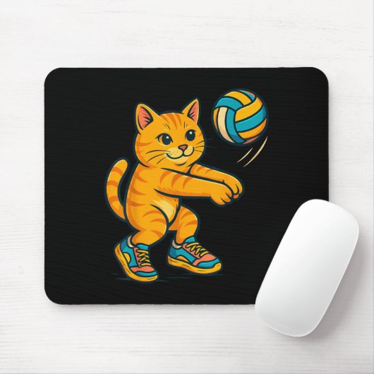 Funny Niedlich Cat Volleyball Player Fan T-Shirt T Mousepad (Mit Mouse)
