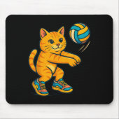 Funny Niedlich Cat Volleyball Player Fan T-Shirt T Mousepad (Vorne)