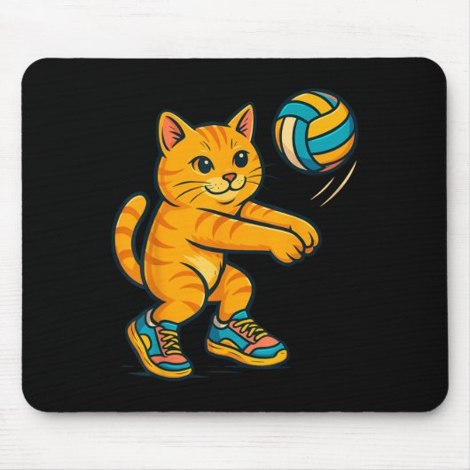 Funny Niedlich Cat Volleyball Player Fan T-Shirt T Mousepad (Vorne)