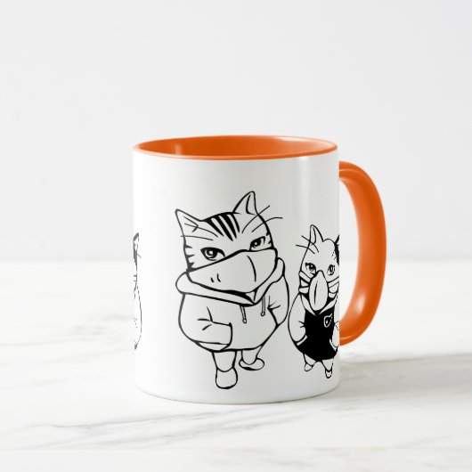 Funny Niedlich Cat Wear Gesichtsmaske - Playful Fe Tasse (VorderseiteRechts)