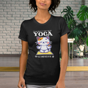 Funny Niedlich Cat Yoga Gute Tage starten mit Yoga T-Shirt