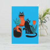 Funny niedlich cats Cartoon Illustration, niedlich Einladung (Stehend Vorderseite)