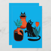 Funny niedlich cats Cartoon Illustration, niedlich Einladung (Vorne/Hinten)