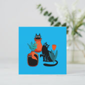 Funny niedlich cats Cartoon Illustration, niedlich Save The Date (Stehend Vorderseite)