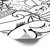 Funny Niedlich Cats Doodle Entspannen im Party Far Poster (Ecke)