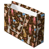 Funny Niedlich Cats Gift Bag Große Geschenktüte (Vorderseite Schrägansicht)