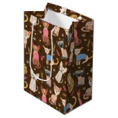 Funny Niedlich Cats Gift Bag Mittlere Geschenktüte (Vorderseite Schrägansicht)