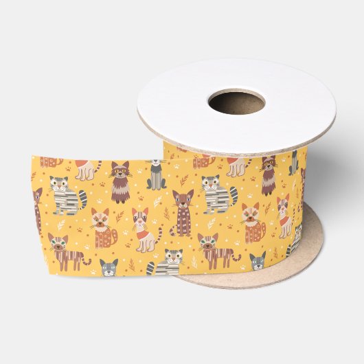 Funny Niedlich Cats Ribbon Satinband (Spule)