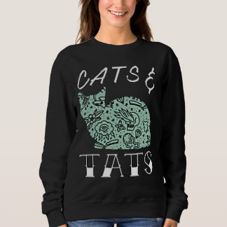 Funny Niedlich Cats & Tats Tattoos Kunst, Dichtung Sweatshirt