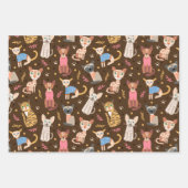 Funny Niedlich Cats Wrapping Paper Set 3 Geschenkpapier Set (Vorderseite)