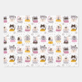 Funny Niedlich Cats Wrapping Paper Set 3 Geschenkpapier Set (Vorderseite 2)
