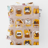 Funny Niedlich Cats Wrapping Paper Set 3 Geschenkpapier Set (Beispiel)