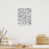 Funny Niedlich Cats Zen Doodle Relaxen Erwachsenen Poster (Küche)