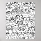 Funny Niedlich Cats Zen Doodle Relaxen Erwachsenen Poster (Vorne)