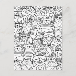 Funny Niedlich Cats Zen Doodle Relaxen Erwachsenen Postkarte