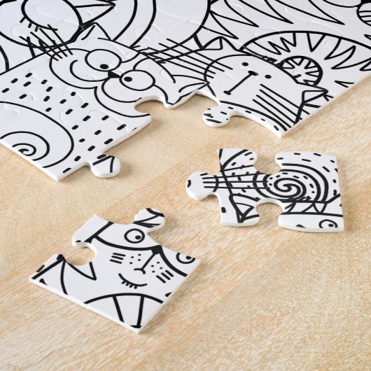 Funny Niedlich Cats Zen Doodle Relaxen Erwachsenen Puzzle (Seite)