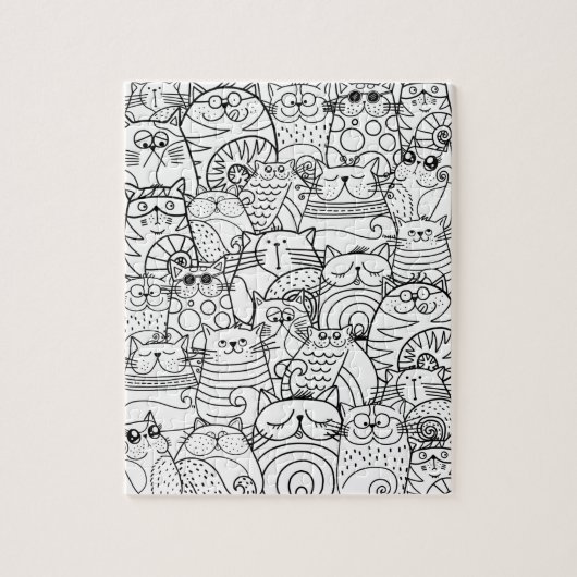 Funny Niedlich Cats Zen Doodle Relaxen Erwachsenen Puzzle (Vertikal)