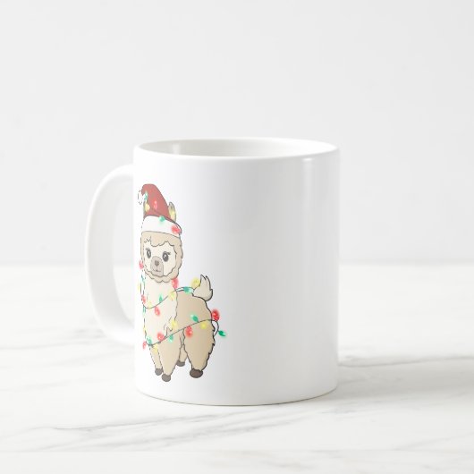 Funny Niedlich Christmas Llama Kaffeetasse (Vorderseite Links)