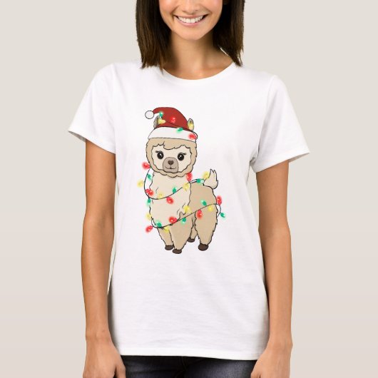 Funny Niedlich Christmas Llama T-Shirt (Vorderseite)